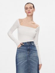 MAX&Co. Bluzka Tolone Biały Slim Fit. Białe bluzki MAX&Co., l, bez wzorów, z syntetyku, bez kołnierzyka, bez ramiączek. Za 449.99 zł.