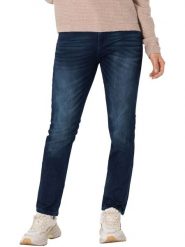 Timezone Dżinsy "Tahila" - Slim fit - w kolorze granatowym rozmiar: W26/L34. Niebieskie jeansy Timezone, l, z aplikacjami, klasyczne, z podwyższonym stanem. Za 83.81 zł.