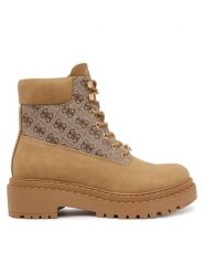 Guess Trapery FLTLEA FAL10 Brązowy. Brązowe traperki Guess, z aplikacjami, ze skóry, bez obcasa, bez zapięcia. Za 579.99 zł.