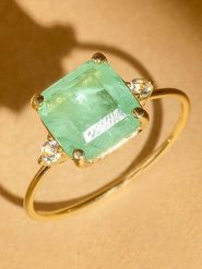 OR ÉCLAT Złoty pierścionek "Espoir" z kwarcem i topazem rozmiar: 56. Zielone pierścionki Or Éclat, z kwarcem, złote. Za 1,196.99 zł.