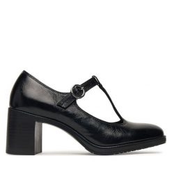 Półbuty Tamaris. Czarne półbuty wsuwane Tamaris, bez wzorów, bez obcasa, na obcasie. Za 379.99 zł.
