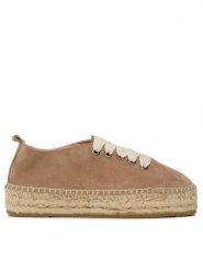 Manebi Espadryle Lace-Up Espadrilles W 1.9 E0 Beżowy. Brązowe espadryle Manebi, bez wzorów, ze skóry, bez obcasa. Za 649.99 zł.