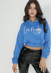 Niebieska Bluza Krótka z Kapturem Lamaara. Niebieskie bluzy z kapturem Born2be, l, bez wzorów, z bawełny, z kapturem. W wyprzedaży za 59.49 zł.