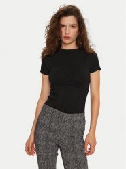 STAUD Bluzka Tigereye R24F3105VN Czarny Slim Fit. Czarne bluzki STAUD, s, bez wzorów, z syntetyku, bez kołnierzyka, bez ramiączek. Za 589.99 zł.
