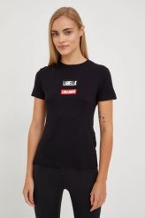 LaBellaMafia t-shirt Go On damski kolor czarny. Czarne t-shirty LABELLAMAFIA, l, bez wzorów, z materiału, bez kołnierzyka, bez ramiączek. Za 129.99 zł.