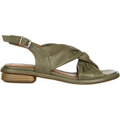 Sandały Bayla-161 034 445 55 Khaki 161327, Zielony, Skóra naturalna. Zielone sandały Bayla, bez wzorów, z materiału, bez obcasa, na koturnie, bez zapięcia. Za 289.99 zł.