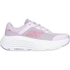 Buty sportowe damskie Skechers Max Cushioning Endea. Fioletowe buty treningowe Skechers, bez wzorów, z materiału, bez zapięcia, trekkingowe. Za 368.50 zł.