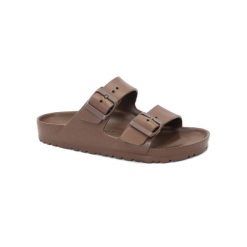 Kapcie Birkenstock Arizona Eva Damskie. Brązowe kapcie Birkenstock, bez wzorów, z materiału. Za 359.00 zł.