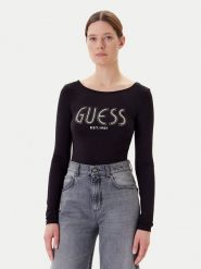 Guess Body W5YP05 K68D2 Czarny Slim Fit. Czarne body i gorsety Guess, z aplikacjami, z wiskozy, bez ramiączek. Za 219.99 zł.
