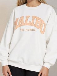 Bluza z nadrukiem - kremowy. Białe bluzy Sinsay, l, bez wzorów, bez kaptura, do biegania. Za 39.99 zł.