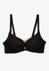 Czarny Push-Up Biustonosz Koronkowy na Regulowanych Ramiączkach Lunetia. Czarne biustonosze Renee, bez wzorów, z koronki. W wyprzedaży za 31.99 zł.
