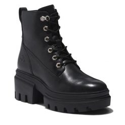 Botki Timberland. Czarne botki Timberland, bez wzorów, bez obcasa, na słupku, bez zapięcia. Za 569.99 zł.