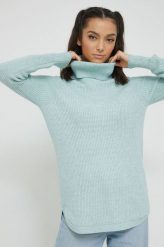 Only sweter damski kolor turkusowy z golfem. Niebieskie swetry ONLY, l, bez wzorów, z dzianiny, bez ramiączek. W wyprzedaży za 139.99 zł.