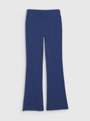 4F Legginsy z rozszerzanymi nogawkami damskie - granatowe L. Niebieskie legginsy 4f, bez wzorów, z bawełny, sportowe, długie. W wyprzedaży za 59.99 zł.