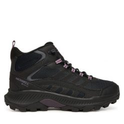 Trekkingi Merrell. Czarne buty sportowe lifestyle Merrell, bez wzorów, z gore-texu, sportowe, bez zapięcia. Za 649.99 zł.