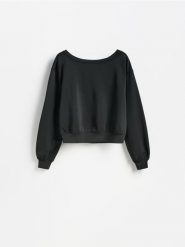 Gładka bluza z modalem - ciemnozielony. Zielone bluzy Reserved, l, bez wzorów, z dzianiny, bez ramiączek, bez kaptura. Za 119.99 zł.