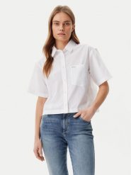 Guess Koszula W5GH98 WH7P1 Biały Regular Fit. Białe koszule Guess, xxl, z aplikacjami, z bawełny, bez kołnierzyka, bez ramiączek. Za 159.99 zł.