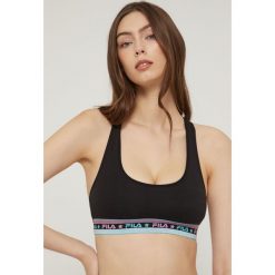 Fila biustonosz sportowy kolor czarny wzorzysty. Czarne biustonosze sportowe Fila, bez wzorów. W wyprzedaży za 71.99 zł.