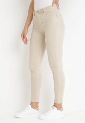 Beżowe Jeansy Skinny z Regularnym Stanem Ingas. Brązowe jeansy Born2be, l, bez wzorów, z jeansu, krótkie. W wyprzedaży za 67.99 zł.