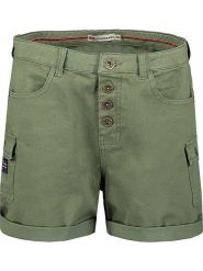 Geographical Norway Bermudy "Polla" w kolorze khaki rozmiar: XXL. Brązowe szorty Geographical Norway, z aplikacjami, ze skóry. Za 74.99 zł.