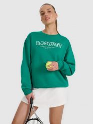 4F Bluza dresowa nierozpinana bez kaptura damska - zielona XS. Zielone bluzy 4f, xs, bez wzorów, z dresówki, sportowe, bez ramiączek, bez kaptura. W wyprzedaży za 139.99 zł.