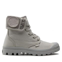 Trapery Palladium. Szare traperki Palladium, bez wzorów, bez obcasa, bez zapięcia. Za 439.99 zł.
