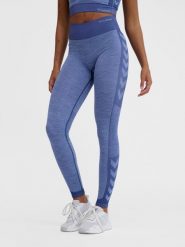 Damskie legginsy Hummel MT Shine Seamless. Niebieskie legginsy Hummel, bez wzorów, z materiału. Za 252.50 zł.