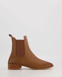 SZTYBLETY DAMSKIE MRZ00145 TAN. Botki Venezia, bez wzorów, ze skóry, bez obcasa, bez zapięcia. Za 289.00 zł.