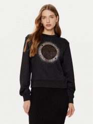 Guess Bluza W5RQ05 K7EX1 Czarny Regular Fit. Czarne bluzy Guess, m, z aplikacjami, z syntetyku, bez ramiączek, bez kaptura. Za 199.99 zł.