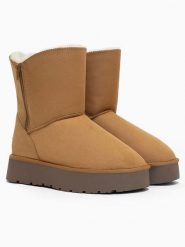 Blackfield Kozaki zimowe "Lena" w kolorze jasnobrązowym rozmiar: 38. Brązowe kozaki Blackfield, na zimę, bez wzorów, ze lnu, eleganckie, bez obcasa, na platformie, bez zapięcia. Za 165.31 zł.