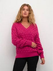 Kaffe Sweter Katinka 10507747 Różowy Loose Fit. Czerwone swetry Kaffe, s, bez wzorów, z syntetyku, bez ramiączek. Za 159.99 zł.