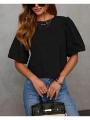 Milan Kiss Bluzka w kolorze czarnym rozmiar: XL. Czarne bluzki Milan Kiss, xl, bez wzorów, bez kołnierzyka, bez ramiączek. Za 126.99 zł.