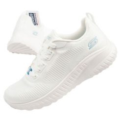 Buty Skechers 117209/OFWT białe. Białe buty treningowe bez wzorów, z materiału, bez zapięcia. W wyprzedaży za 388.82 zł.
