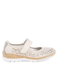 Rieker Baleriny N4299-60 Beżowy. Brązowe baleriny Rieker, bez wzorów, z materiału, bez obcasa, bez zapięcia. Za 329.99 zł.