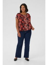 KAFFE curve Bluzka w kolorze czerwono-czarnym rozmiar: 44. Czerwone bluzki KAFFE curve, bez wzorów, z wiskozy, bez kołnierzyka, bez ramiączek. Za 60.99 zł.