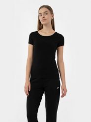4F T-shirt regular gładki damski M. Niebieskie t-shirty 4f, m, bez wzorów, z bawełny, bez kołnierzyka, bez ramiączek. Za 49.99 zł.