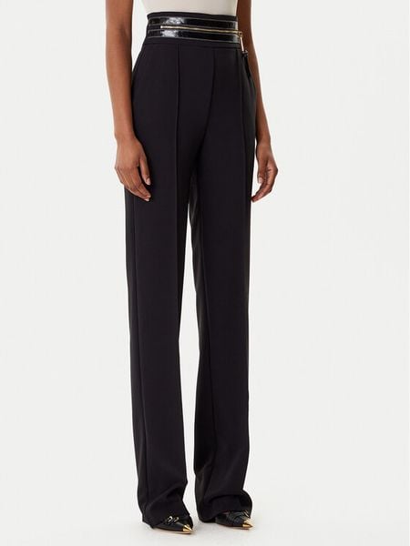 Elisabetta Franchi Spodnie materiałowe PA-113-56E2-V340 Czarny Regular Fit. Czarne spodnie materiałowe Elisabetta Franchi, bez wzorów, z bawełny. Za 1,479.00 zł.