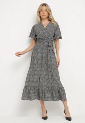 Czarna Bawełniana Kopertowa Sukienka Ozdobiona Paskiem Gulinea. Czarne sukienki Born2be, na co dzień, l, z aplikacjami, z bawełny, eleganckie, bez kołnierzyka, bez ramiączek, midi, kopertowe. Za 79.99 zł.
