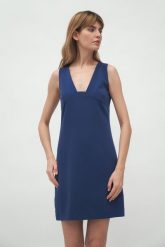 Mini Sukienka bez Rękawów - Kobaltowa. Niebieskie sukienki Nife, xxl, bez wzorów, z materiału, wizytowe, bez kołnierzyka, bez ramiączek, mini. Za 249.90 zł.