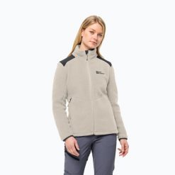 Bluza polarowa damska Jack Wolfskin Kammweg Pile Fz. Szare bluzy bez kaptura Jack Wolfskin, bez wzorów, z polaru, trekkingowe. W wyprzedaży za 472.85 zł.