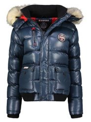 ANAPURNA Kurtka zimowa "Bugsana" w kolorze granatowym rozmiar: XL. Niebieskie kurtki ANAPURNA, na zimę, xl, z aplikacjami, prążkowane, bez kaptura. Za 287.95 zł.