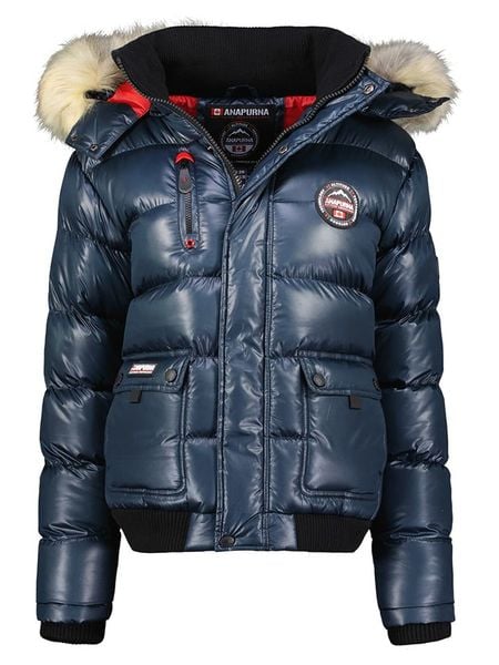ANAPURNA Kurtka zimowa "Bugsana" w kolorze granatowym rozmiar: XL. Niebieskie kurtki ANAPURNA, na zimę, xl, z aplikacjami, prążkowane, bez kaptura. Za 287.95 zł.