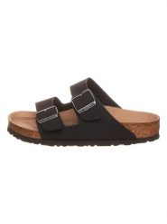 Birkenstock Klapki "Arizona" w kolorze czarnym rozmiar: 38. Czarne klapki Birkenstock, bez wzorów, klasyczne, z otwartym noskiem, bez obcasa, bez zapięcia. Za 331.95 zł.