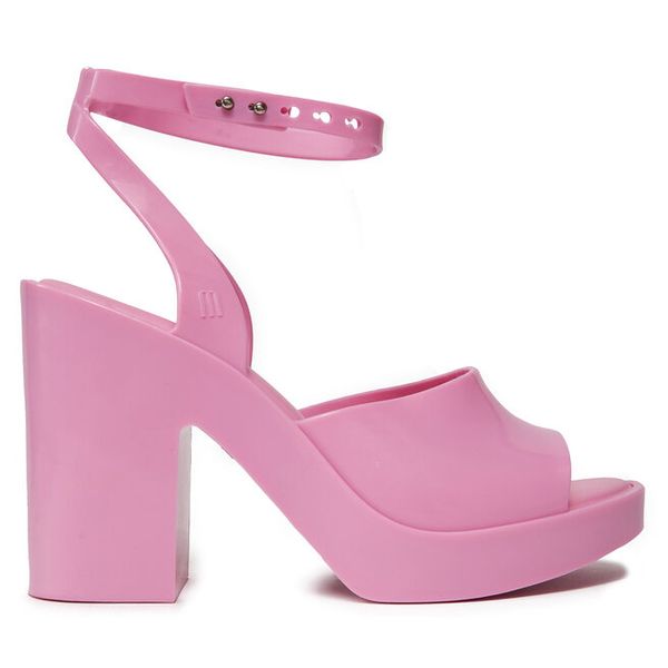 Sandały Melissa. Czerwone sandały Melissa, bez wzorów, bez obcasa, na słupku, bez zapięcia. Za 399.99 zł.