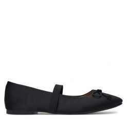 Baleriny DeeZee. Czarne baleriny DeeZee, bez wzorów, bez obcasa, bez zapięcia. Za 89.99 zł.