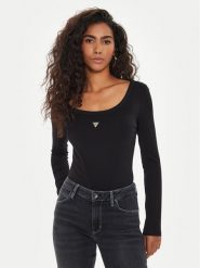 Guess Body V4YP07 J1314 Czarny Regular Fit. Czarne body i gorsety Guess, z aplikacjami, z bawełny, bez ramiączek. Za 139.99 zł.