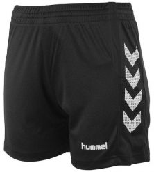 Damskie spodenki piłkarskie Hummel. Czarne szorty sportowe Hummel, bez wzorów, z materiału, do piłki nożnej. Za 270.99 zł.