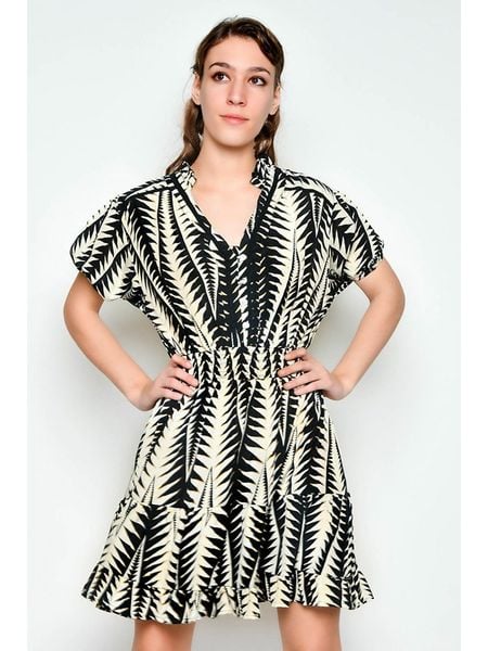 H.H.G. Sukienka w kolorze kremowo-czarnym rozmiar: M. Brązowe sukienki H.H.G., m, bez wzorów, bez kołnierzyka, bez ramiączek, mini. Za 96.60 zł.