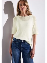 Street One Sweter w kolorze kremowym rozmiar: 42. Brązowe swetry Street One, bez wzorów, ze splotem, street, bez ramiączek. Za 110.29 zł.