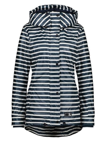 Alife and kickin Kurtka przeciwdeszczowa "ElmaAK" w kolorze granatowo-białym rozmiar: L. Białe kurtki przeciwdeszczowe Alife and Kickin, l, z aplikacjami, ze skóry, bez kaptura, outdoorowe. Za 202.03 zł.